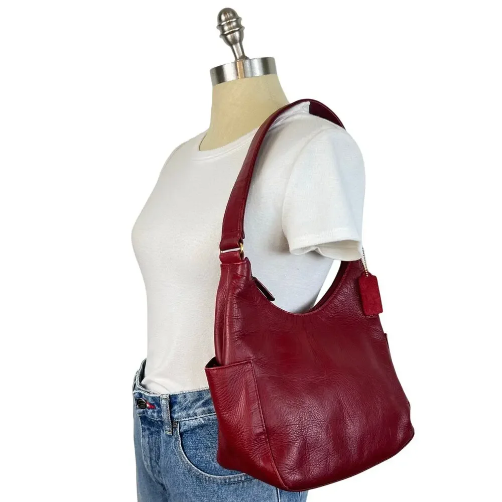 Vintage St. Johns Bay Genuine Red Leather Shoulder Purse Bag